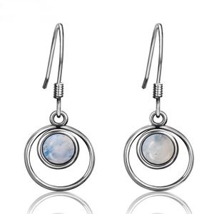 Natural moonstone French hook earrings sterling silver
